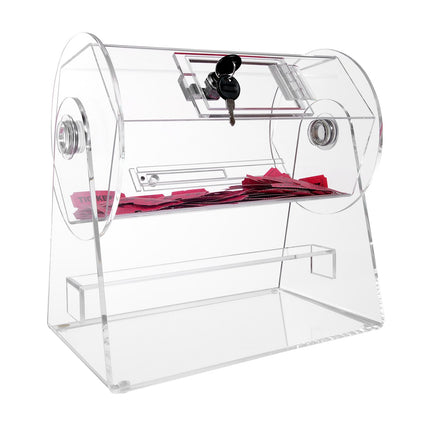 Acrylic Raffle Drum, Holds 2500 Tickets or 100 Raffle Balls, Professional Raffle Ticket Spinning Cage with 2 Keys, Transparent Lottery Spinning Drawing, Raffle Ticket Box for Lottery Games Bingo.