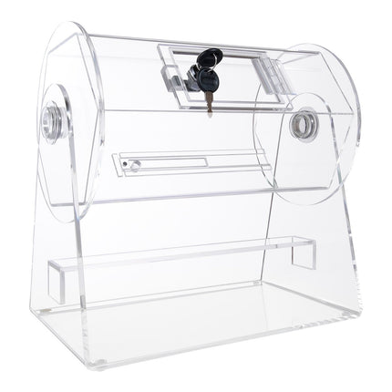 Acrylic Raffle Drum, Holds 2500 Tickets or 100 Raffle Balls, Professional Raffle Ticket Spinning Cage with 2 Keys, Transparent Lottery Spinning Drawing, Raffle Ticket Box for Lottery Games Bingo.