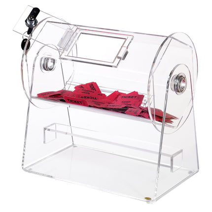 Acrylic Raffle Drum, Holds 2500 Tickets or 100 Raffle Balls, Professional Raffle Ticket Spinning Cage with 2 Keys, Transparent Lottery Spinning Drawing, Raffle Ticket Box for Lottery Games Bingo.
