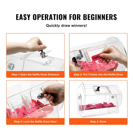 Acrylic Raffle Drum, Holds 5000 Tickets or 200 Raffle Balls, Professional Raffle Ticket Spinning Cage with 2 Keys, Transparent Lottery Spinning Drawing, Raffle Ticket Box for Lottery Games Bingo.