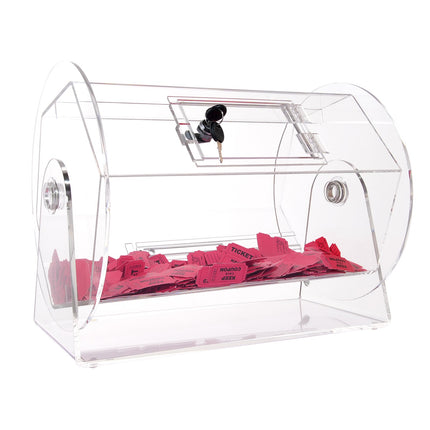 Acrylic Raffle Drum, Holds 5000 Tickets or 200 Raffle Balls, Professional Raffle Ticket Spinning Cage with 2 Keys, Transparent Lottery Spinning Drawing, Raffle Ticket Box for Lottery Games Bingo.