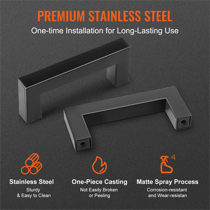 30 Pack Cabinet Pulls, 3in / 76mm Center to Center Slim Square Kitchen Cabinet Drawer, Stainless Steel Modern Kitchen Cupboard Door Handles for Kitchen Bathroom Bar Hardware Matte Black.