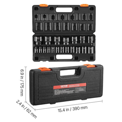 Impact Socket Set 1/2 Inches 19 Piece Impact Sockets, Standard Socket Assortment, 1/2 Inches Drive Socket Set Impact Standard SAE (3/8 Inches to 1-1/2 Inches) 6-point Hex Sockets.
