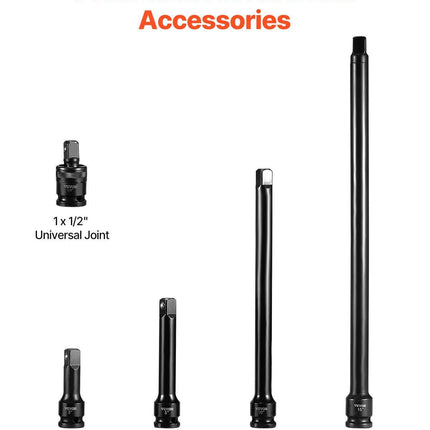 Impact Socket Set 43 Piece Impact Sockets, Standard Socket Assortment, Drive Socket Set 6-Point Sockets Metric 9-30mm (Standard/Deep).