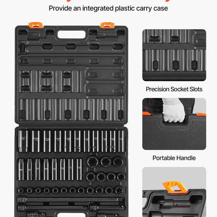Impact Socket Set 43 Piece Impact Sockets, Standard Socket Assortment, Drive Socket Set 6-Point Sockets Metric 9-30mm (Standard/Deep).