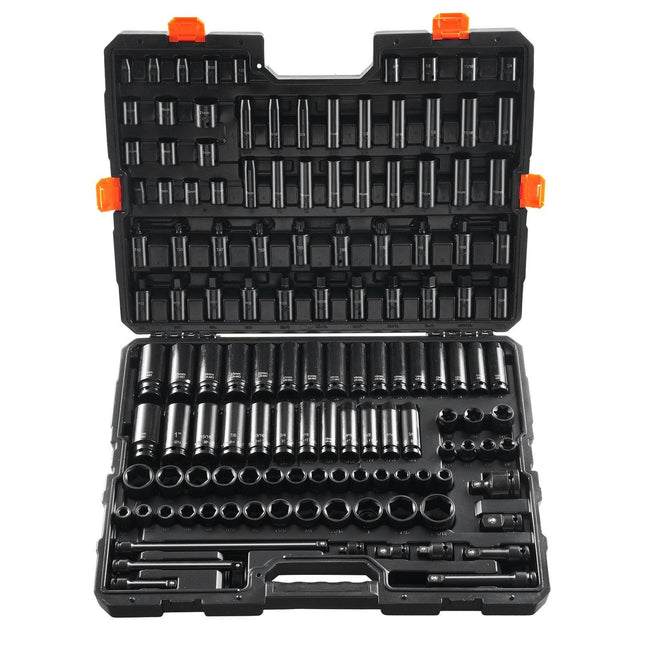 Impact Sockets Set 130PCS 6-Point 3/8" & 1/2" Drive Bit Ratchet Tool Kit.