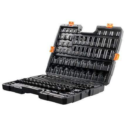 Impact Sockets Set 130PCS 6-Point 3/8" & 1/2" Drive Bit Ratchet Tool Kit.
