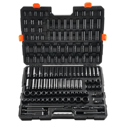 Impact Sockets Set 130PCS 6-Point 3/8" & 1/2" Drive Bit Ratchet Tool Kit.