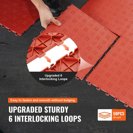 Garage Tiles Interlocking 12x12 in 50 Pack Garage Flooring Tiles Red.