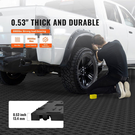 Garage Tiles Interlocking, 12 x 12 x 0.53 inch 50 Pack Garage Floor Covering Tiles, Non-Slip Double-Sided Texture Garage Flooring Tiles, for Garages, Basements, Repair Shops, Black.