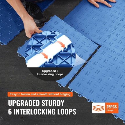 Garage Tiles Interlocking 12x12 in 25 Pack Garage Flooring Tiles Blue.