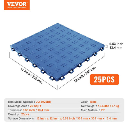 Garage Tiles Interlocking 12x12 in 25 Pack Garage Flooring Tiles Blue.