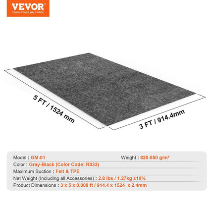 Waterproof Garage Floor Mat for Under Car, 914.4x1524 MM Compact Size Heavy Duty Containment Mat with Strong Grip, Protects Garage Floor from Water, Mud and Oil, For Garages,Greenhouses,Entrance.