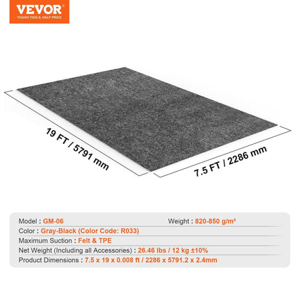 Garage Floor Mat, 2.3 x 5.79 M Waterproof Protection from Water,Snow, Rain,Mud and Oil for Cars, Non-slip Heavy Duty Containment Mat with TPE Anti-Leak Backing & Easy to Clean & Cuttable.