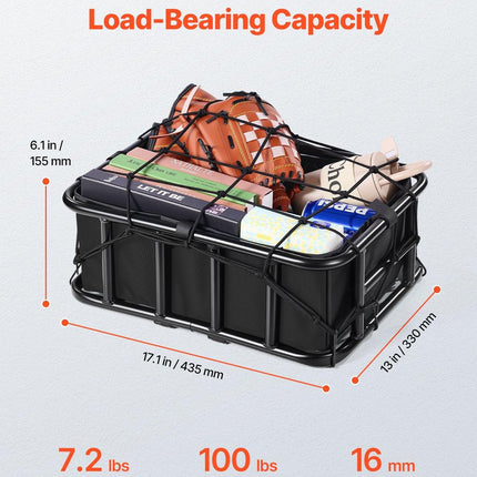 Rear Bike Basket Large Bicycle Basket with Cargo Net Rainproof Cover Liner.