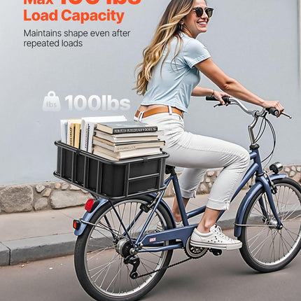 Rear Bike Basket Large Bicycle Basket with Cargo Net Rainproof Cover Liner.