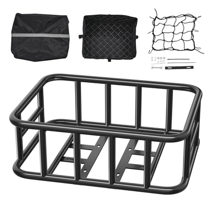 Rear Bike Basket Large Bicycle Basket with Cargo Net Rainproof Cover Liner.