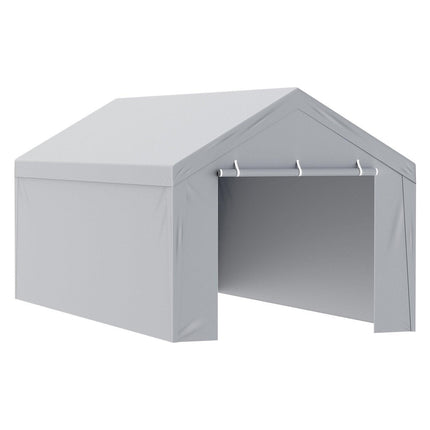 Carport Replacement Canopy Cover Top + Side Wall 10 x 20 ft, Garage Tent Shelter Tarp Heavy-Duty Waterproof & UV Protected, Easy Installation with Ball Bungees,White (Frame Not Included).