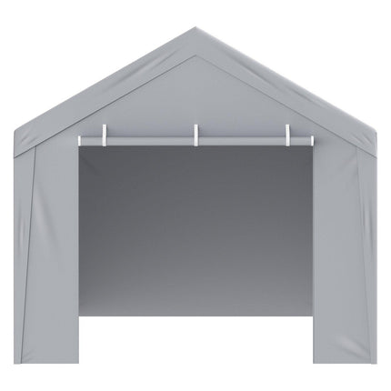Carport Replacement Canopy Cover Top + Side Wall 10 x 20 ft, Garage Tent Shelter Tarp Heavy-Duty Waterproof & UV Protected, Easy Installation with Ball Bungees,White (Frame Not Included).