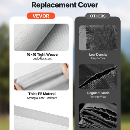Carport Replacement Canopy, 6 x 3 m Potable Garage Tent Top Tarp, UV-Resistant & Waterproof Car Shelter Tarp, Heavy Duty Car Port Cover with Ball Buggees, Grey, Frame Not Included.