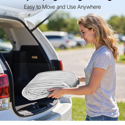 Carport Replacement Canopy, 6 x 3 m Potable Garage Tent Top Tarp, UV-Resistant & Waterproof Car Shelter Tarp, Heavy Duty Car Port Cover with Ball Buggees, Grey, Frame Not Included.