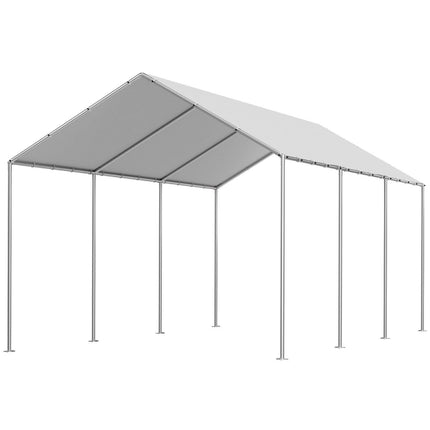 Carport Replacement Canopy, 6 x 3 m Potable Garage Tent Top Tarp, UV-Resistant & Waterproof Car Shelter Tarp, Heavy Duty Car Port Cover with Ball Buggees, Grey, Frame Not Included.