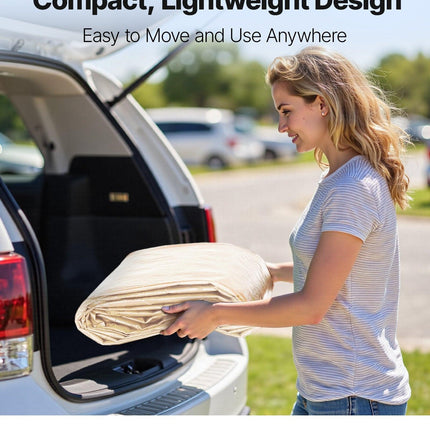 Carport Replacement Canopy, 6 x 3 m Potable Garage Tent Top Tarp with Sidewalls, UV-Resistant & Waterproof, Heavy Duty Car Shelter Tarp with Ball Buggees, Beige, Frame Not Included.