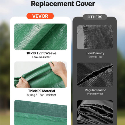 Carport Replacement Canopy, 6 x 3 m Potable Garage Tent Top Tarp, UV-Resistant & Waterproof Car Shelter Tarp, Heavy Duty Car Port Cover with Ball Buggees, Dark Green, Frame Not Included.
