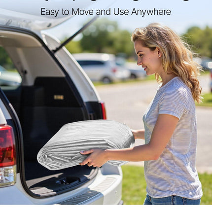 Carport Replacement Canopy, 6x 3.6 m Potable Garage Tent Top Tarp with Sidewalls, UV-Resistant & Waterproof, Heavy Duty Car Shelter Tarp with Ball Buggees, Grey, Frame Not Included.