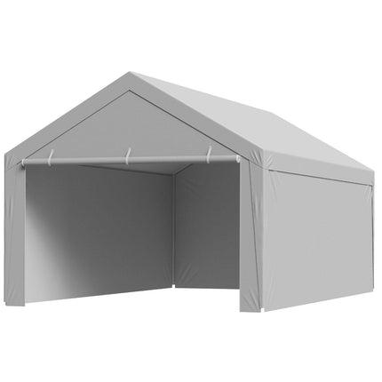 Carport Replacement Canopy, 6x 3.6 m Potable Garage Tent Top Tarp with Sidewalls, UV-Resistant & Waterproof, Heavy Duty Car Shelter Tarp with Ball Buggees, Grey, Frame Not Included.