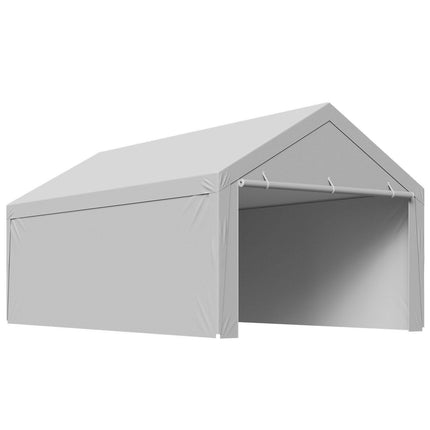 Carport Replacement Canopy, 6x 3.6 m Potable Garage Tent Top Tarp with Sidewalls, UV-Resistant & Waterproof, Heavy Duty Car Shelter Tarp with Ball Buggees, Grey, Frame Not Included.