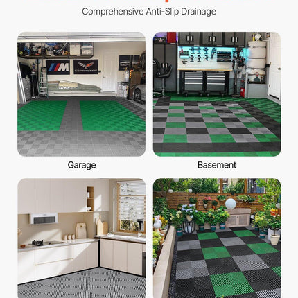 Interlocking Drainage Mat, 31 x 31 cm Modular Interlocking Cushion, 50 Pcs Splicing Drainage Mats, Non-Slip Gray PP Drainage Floor Tile and Shower Mat, for Garage, Garden, Kitchen & Outdoor.