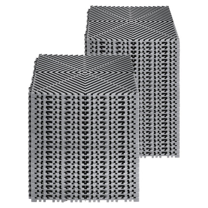Interlocking Drainage Mat, 31 x 31 cm Modular Interlocking Cushion, 50 Pcs Splicing Drainage Mats, Non-Slip Gray PP Drainage Floor Tile and Shower Mat, for Garage, Garden, Kitchen & Outdoor.