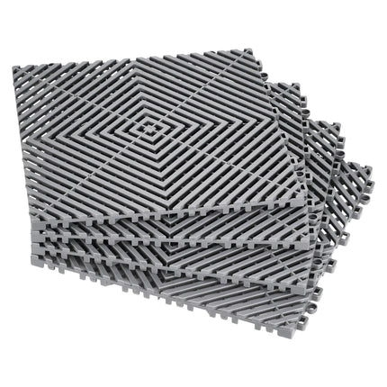 Interlocking Drainage Mat, 31 x 31 cm Modular Interlocking Cushion, 50 Pcs Splicing Drainage Mats, Non-Slip Gray PP Drainage Floor Tile and Shower Mat, for Garage, Garden, Kitchen & Outdoor.