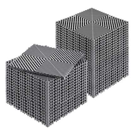 Interlocking Drainage Mat, 31 x 31 cm Modular Interlocking Cushion, 40 Pcs Splicing Drainage Mats, Non-Slip Gray PP Drainage Floor Tile and Shower Mat, for Garage, Garden, Kitchen & Outdoor.
