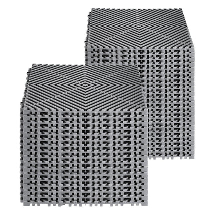 Interlocking Drainage Mat, 31 x 31 cm Modular Interlocking Cushion, 40 Pcs Splicing Drainage Mats, Non-Slip Gray PP Drainage Floor Tile and Shower Mat, for Garage, Garden, Kitchen & Outdoor.
