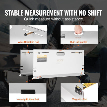 Wheel Alignment Tool, 2-Pack Alignment Tool Toe Plates, Stainless Steel Toe Angle Measurement Tool Plate, 4 Alignment Rods and Magnetic Slots, Includes Measuring Tapes & Conversion Chart.