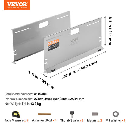 Wheel Alignment Tool, 2-Pack Alignment Tool Toe Plates, Stainless Steel Toe Angle Measurement Tool Plate, 4 Alignment Rods and Magnetic Slots, Includes Measuring Tapes & Conversion Chart.
