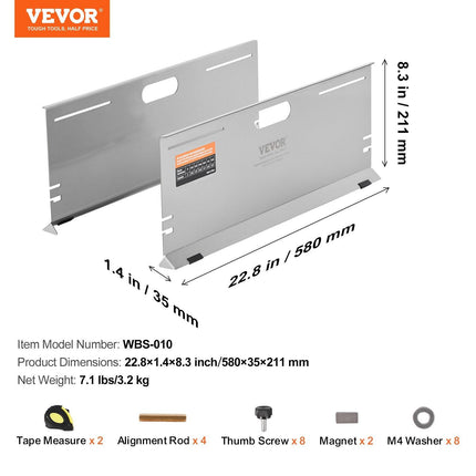 Wheel Alignment Tool, 2-Pack Alignment Tool Toe Plates, Stainless Steel Toe Angle Measurement Tool Plate, 4 Alignment Rods and Magnetic Slots, Includes Measuring Tapes & Conversion Chart.