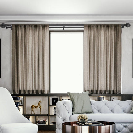 Double Rod Curtain Rods, 36-72 inches(3-6ft) Adjustable Length, Black Double Curtain Rods with Round Finials, 1" and 3/4" Diameter, Double Window Drapery Rod for Sheer and Blackout Curtains.