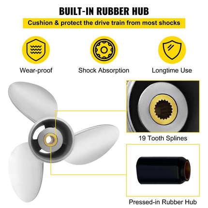 Outboard Propeller, Replace for OEM 3860709, 3-Blade 14.5\" x 21\" Pitch Steel Boat Propeller, Compatible with Volvo Penta SX Drive All Models, with 19 Tooth Splines, RH.