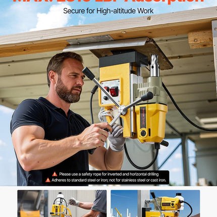 Magnetic Drill, 1400W Motor 1.6 in Boring Diameter, 2810 lbf Portable Electric Mag Drill Press, with 11 Coring Bits, 800 RPM Speed, Drilling Machine for Metal Surface, Home Improvement Industry.