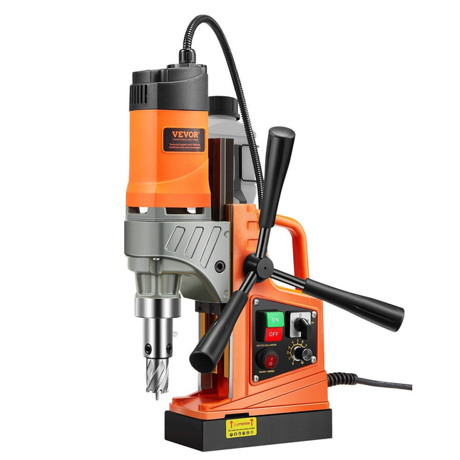 Magnetic Drill, 1450W Motor 1.6 in Boring Diameter, 2810 lbf Portable Electric Mag Drill Press, with 2 Coring Bits, Variable Speed, Drilling Machine for Metal Surface, Home Improvement Industry.