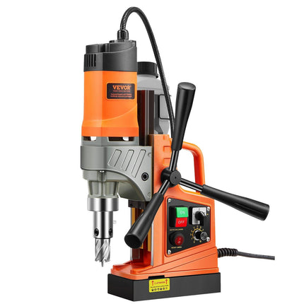 Magnetic Drill, 1450W Motor 1.6 in Boring Diameter, 2810 lbf Portable Electric Mag Drill Press, with 2 Coring Bits, Variable Speed, Drilling Machine for Metal Surface, Home Improvement Industry.