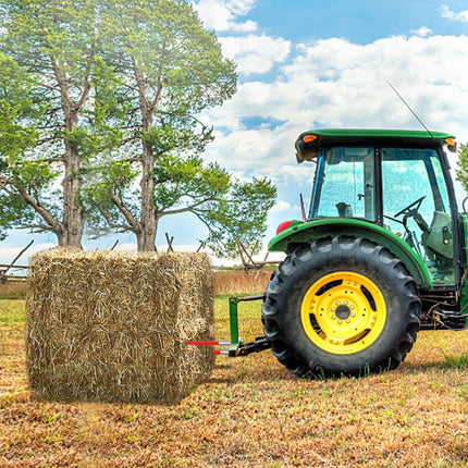 Hay Spear 32" Bale Spear 1350 lbs Capacity, Bale Spike Quick Attach Square Hay Bale Spears 1.4" Wide, Red Coated Bale Forks, Bale Hay Spike with Hex Nut & Sleeve for Buckets Tractors Loaders.