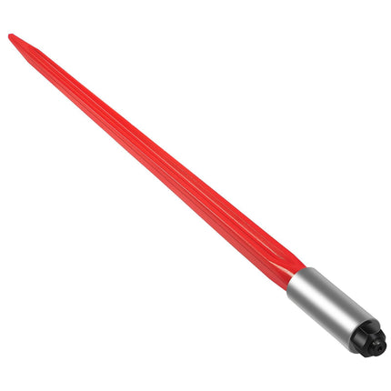 Hay Spear 32" Bale Spear 1350 lbs Capacity, Bale Spike Quick Attach Square Hay Bale Spears 1.4" Wide, Red Coated Bale Forks, Bale Hay Spike with Hex Nut & Sleeve for Buckets Tractors Loaders.