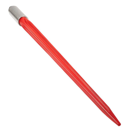 Hay Spear 32" Bale Spear 1350 lbs Capacity, Bale Spike Quick Attach Square Hay Bale Spears 1.4" Wide, Red Coated Bale Forks, Bale Hay Spike with Hex Nut & Sleeve for Buckets Tractors Loaders.