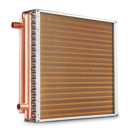 20"x 20" Heat Exchanger Water to Air 3-Row 3/8" Copper Ports 242 Fins.