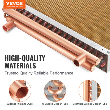 20"x 20" Heat Exchanger Water to Air 3-Row 3/8" Copper Ports 242 Fins.