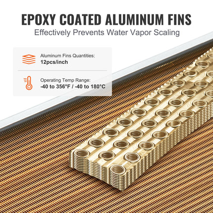 20"x 20" Heat Exchanger Water to Air 3-Row 3/8" Copper Ports 242 Fins.